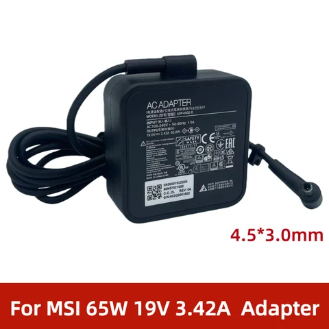 65W 19V 3.42A dizüstü bilgisayar güç adaptörü Msi Modern 14/15 B11M B11SB C11M C12M B12M B5M-027, Summit B14 B15 MS-14D2/3 A11SB MS-15H3