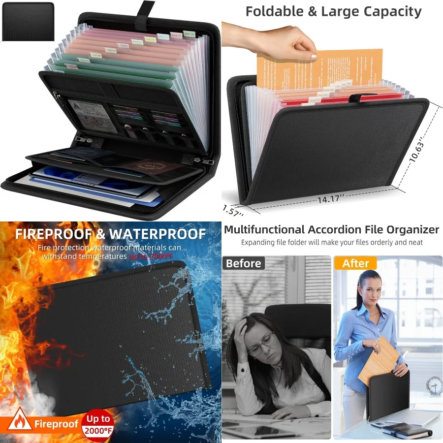 Huopping Огнестойкий органайзер для файлов-гармошка Портативная расширяющаяся папка для файлов с водонепроницаемыми этикетками на молнии Черный органайзер для документов
Huopping Огнестойкий органайзер для файлов-гармошка Портативная расширяющаяся папка для файлов с водонепроницаемыми этикетками на молнии Черный органайзер для документов