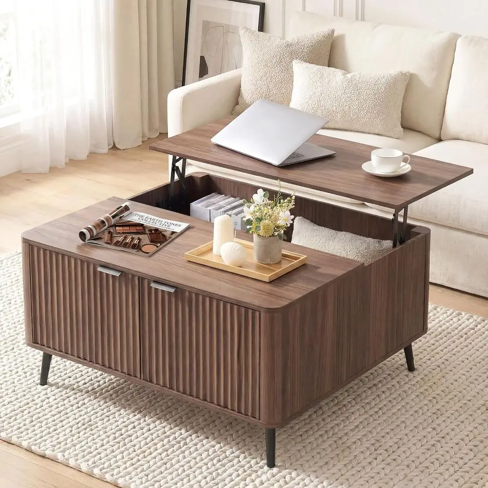 Большой квадратный журнальный столик с широким местом для хранения (35,4 дюйма), современная мебель для гостиной, коричневый
Большой квадратный журнальный столик с широким местом для хранения (35,4 дюйма), современная мебель для гостиной, коричневый