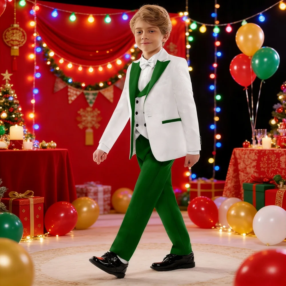 Jacquard High Quality Boys Formal Suit Set 4 Pieces Christmas Party Wear Peak Lapel Kids Slim Fit Suits Wedding Guest Clothes
Jacquard High Quality Boys Formal Suit Set 4 Pieces Christmas Party Wear Peak Lapel Kids Slim Fit Suits Wedding Guest Clothes