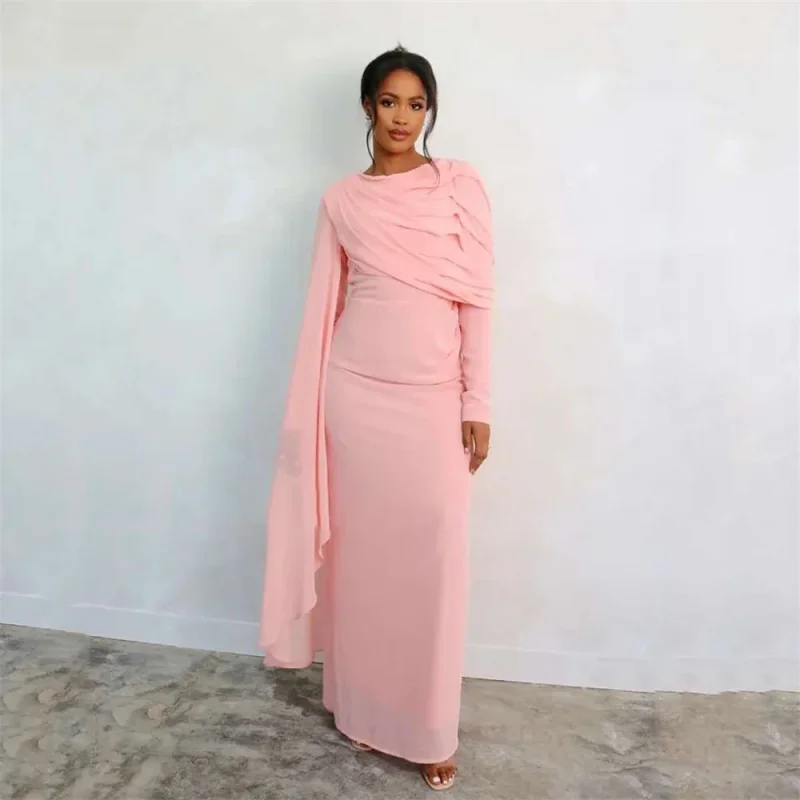 Pink Formal Evening Gowns High Neck Long Sleeve Floor Length Dresses for Banquet Party Prom Cocktail Party Prom Wedding Guests
Pink Formal Evening Gowns High Neck Long Sleeve Floor Length Dresses for Banquet Party Prom Cocktail Party Prom Wedding Guests
