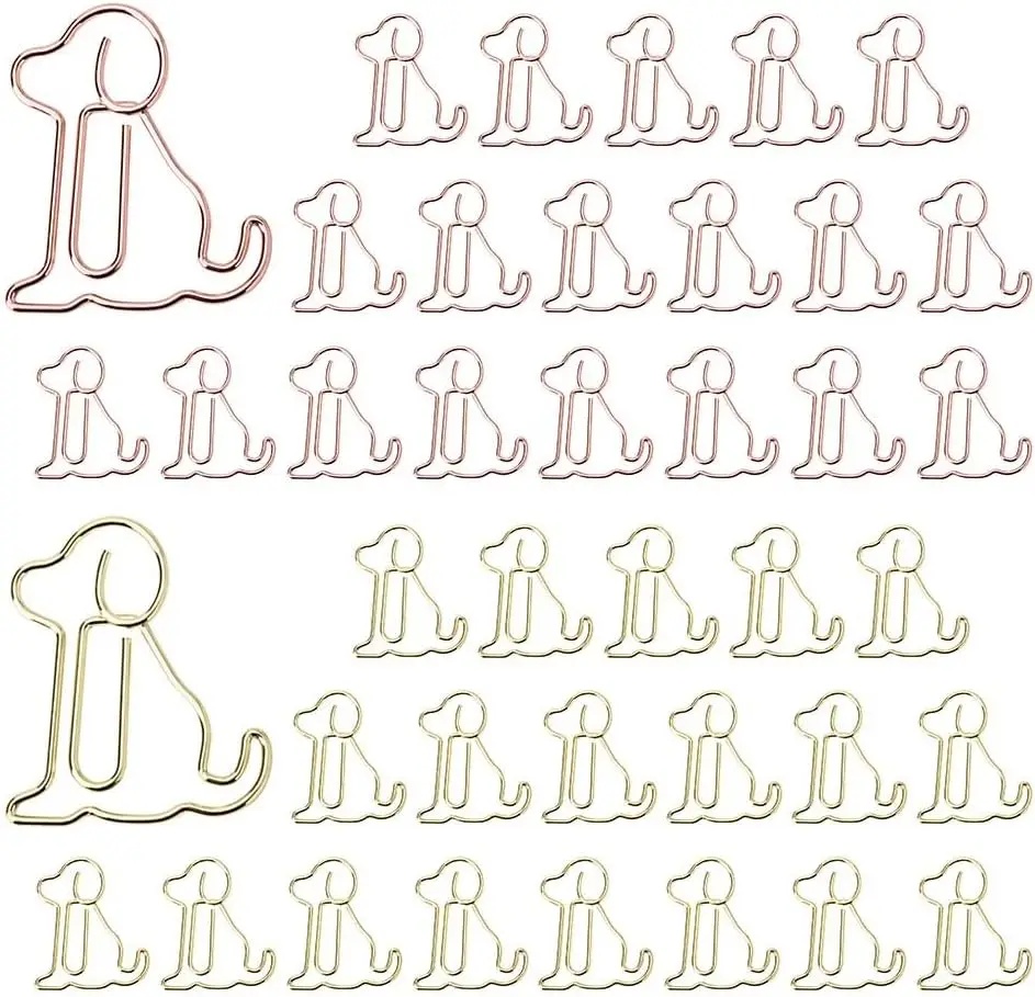 40pcs Dog Shape Paper Clips with Clear Box, Rose Gold & Yellow Gold, Cute Bookmarks for Office School Supplies
40pcs Dog Shape Paper Clips with Clear Box, Rose Gold & Yellow Gold, Cute Bookmarks for Office School Supplies