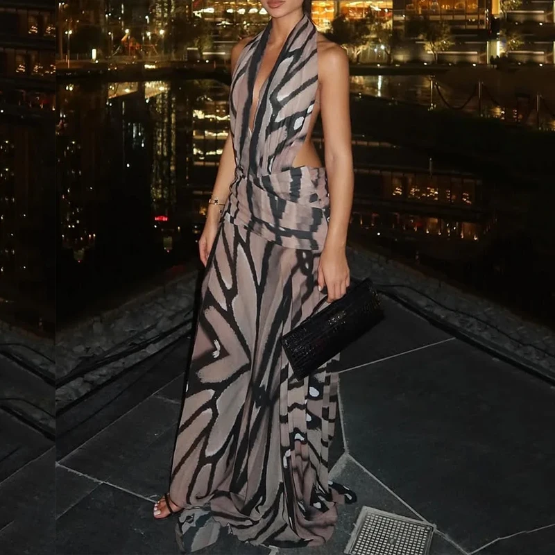 Ellafads Women Maxi Dress Summer Fashion Sexy Printed Sleeveless Halter Neck Backless Nipped Waist Slit Irregular Party Dresses
Ellafads Women Maxi Dress Summer Fashion Sexy Printed Sleeveless Halter Neck Backless Nipped Waist Slit Irregular Party Dresses