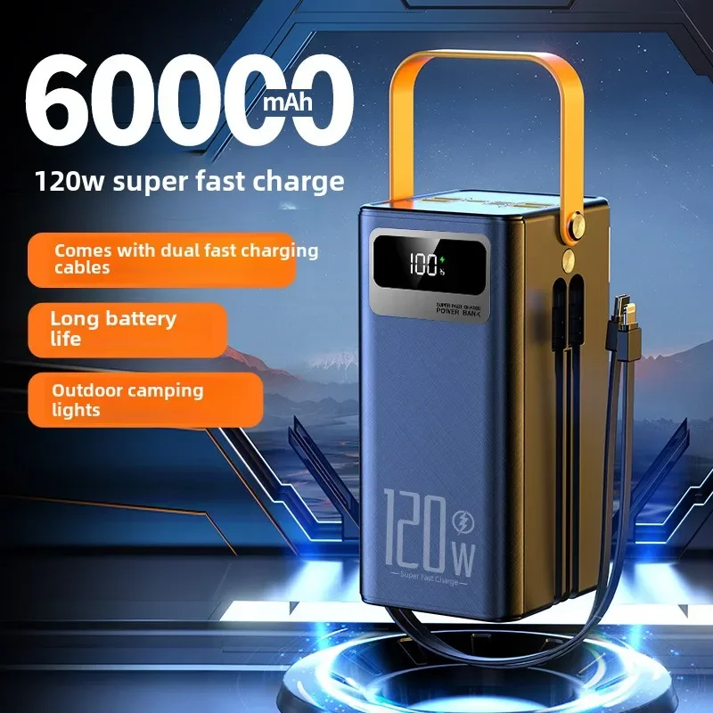 BCAK Brand Power Bank 120W Large Capacity 60000 MAh Super Fast Power Bank Outdoor Camping Live Broadcasting Mobile Power Supply
BCAK Brand Power Bank 120W Large Capacity 60000 MAh Super Fast Power Bank Outdoor Camping Live Broadcasting Mobile Power Supply