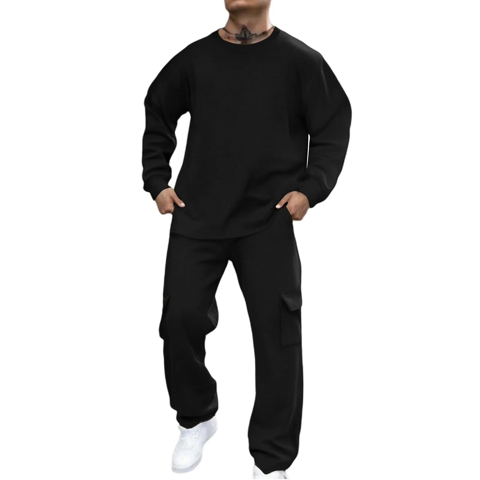 Mens Casual Solid Color Fleece Sweatshirt Elastic Waist Work Pants Two Piece Set Fall 2025 Outdoor Utility Streetwear Outfit
Mens Casual Solid Color Fleece Sweatshirt Elastic Waist Work Pants Two Piece Set Fall 2025 Outdoor Utility Streetwear Outfit