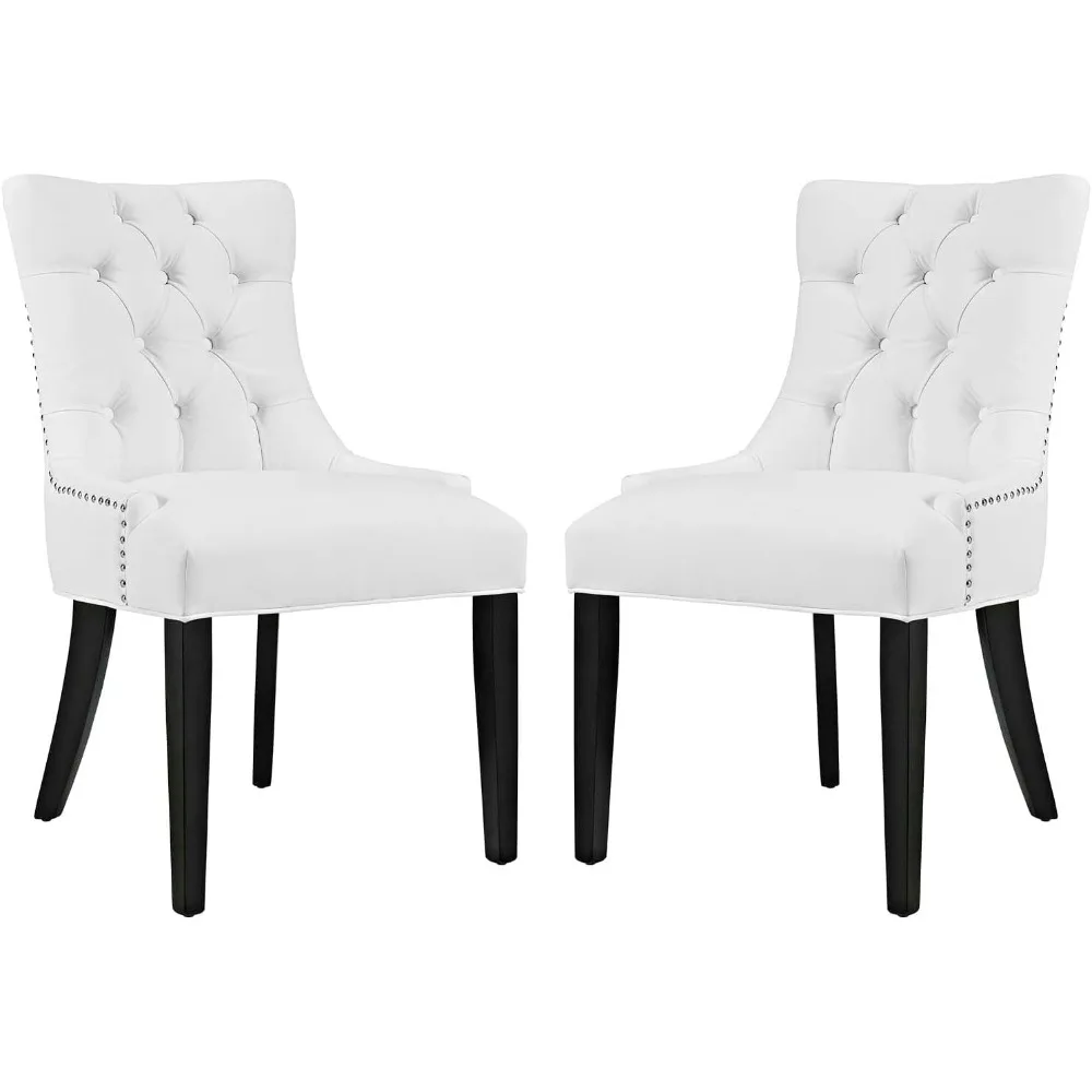 Modern Tufted Faux Leather Upholstered Two Dining Chairs With Nailhead Trim In White
Modern Tufted Faux Leather Upholstered Two Dining Chairs With Nailhead Trim In White