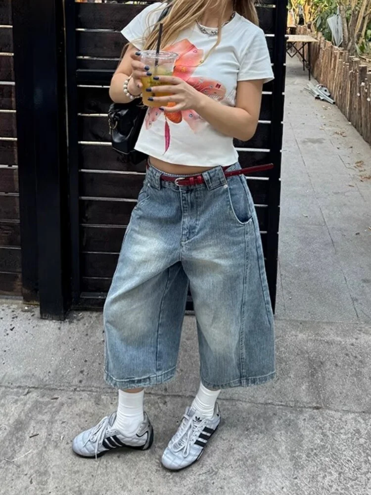 American High Street Vibe Wide Leg Short Jeans Women's High Waist plus Size Loose Slimming Casual Seven-Foot Pants
American High Street Vibe Wide Leg Short Jeans Women's High Waist plus Size Loose Slimming Casual Seven-Foot Pants