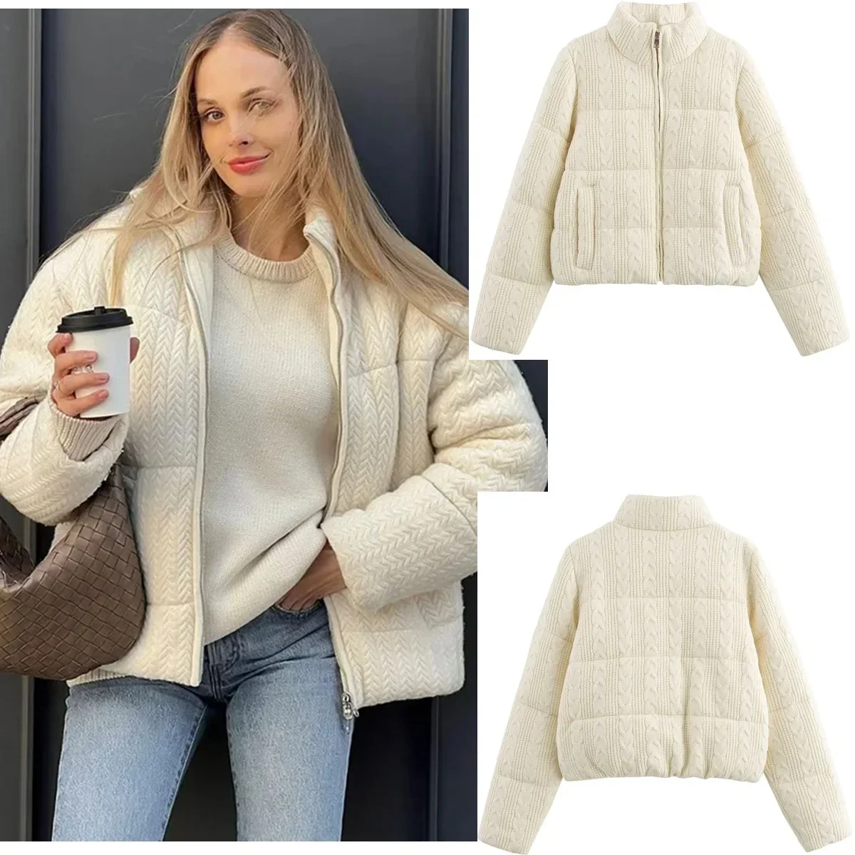 Women's High Collar Breadwear Cotton Snow Parka Knitted Thick Jacket Coat Autumn/Winter Women's Zipper Full Sleeve Parka Jacket
Women's High Collar Breadwear Cotton Snow Parka Knitted Thick Jacket Coat Autumn/Winter Women's Zipper Full Sleeve Parka Jacket