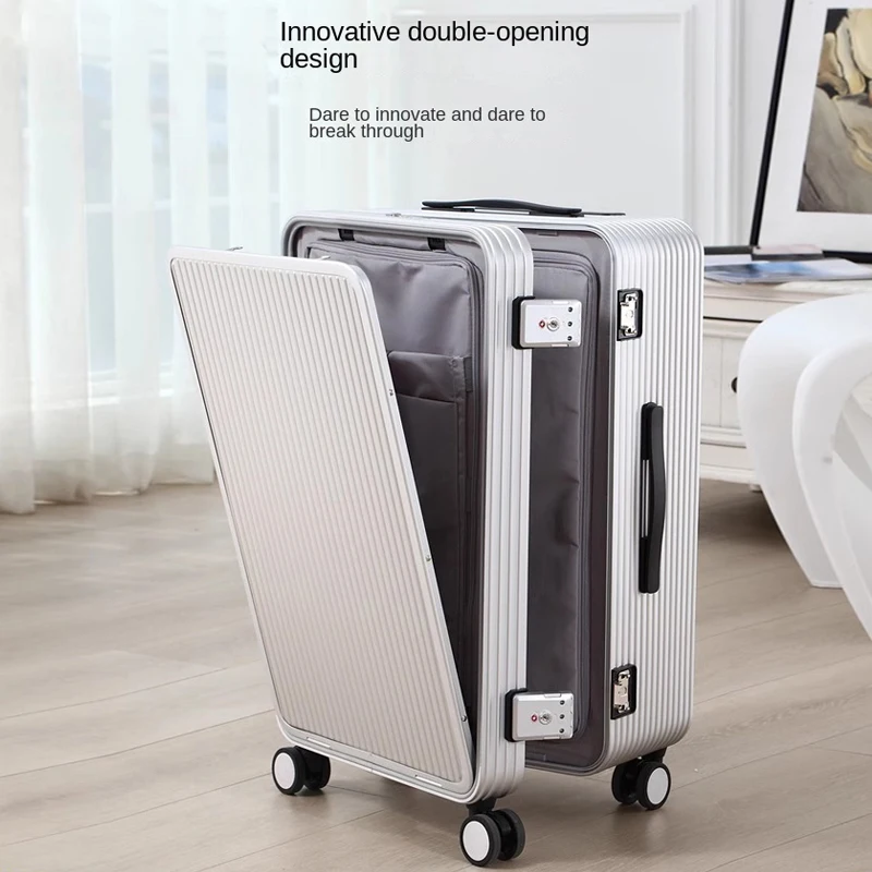 30 inch Large Capacity Aluminum-Magnesium Alloy Suitcase with Front Opening 20 inch Carry-on Double Opening Metal Luggage
30 inch Large Capacity Aluminum-Magnesium Alloy Suitcase with Front Opening 20 inch Carry-on Double Opening Metal Luggage