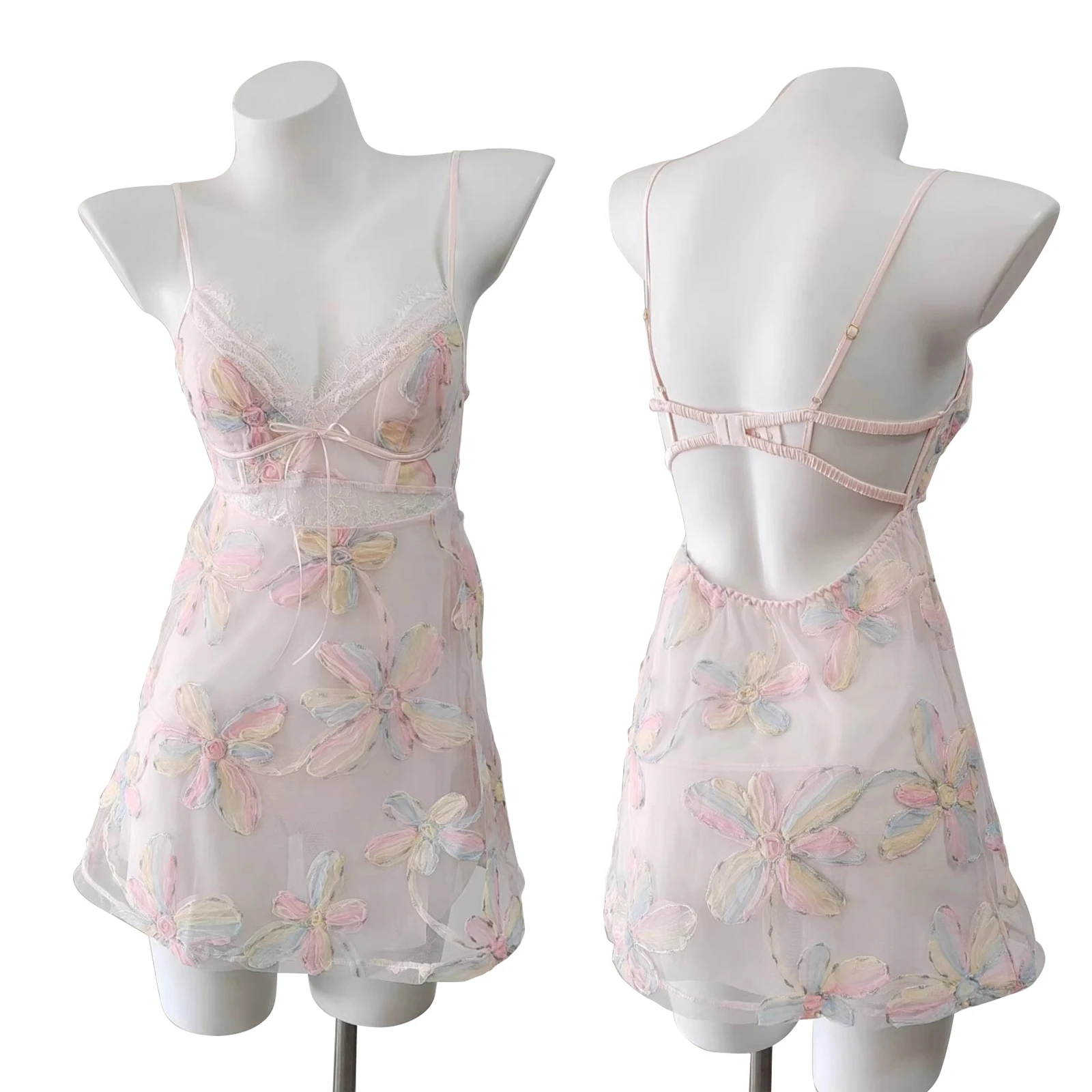 Sexy Pajamas Women's Sleepwear Lace Embroidered Embossed Flower Suspender Nightgowns with Panty Set French Backless Nightdress
Sexy Pajamas Women's Sleepwear Lace Embroidered Embossed Flower Suspender Nightgowns with Panty Set French Backless Nightdress