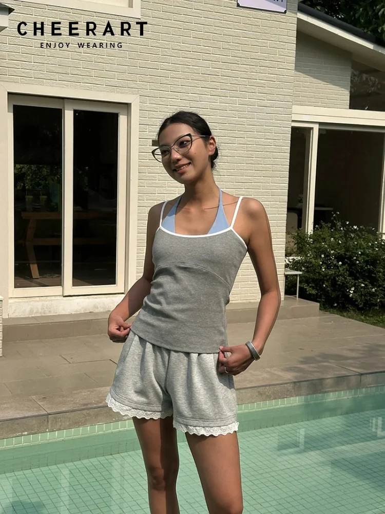 CHEERART American Gray Crop Top For Woman Summer Tanks & Camis Patchwork Backless Top 2025 New Arrival Clothes
CHEERART American Gray Crop Top For Woman Summer Tanks & Camis Patchwork Backless Top 2025 New Arrival Clothes