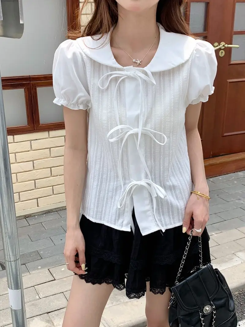 Design Sensation White Bowtie Short Sleeve Doll Collar Shirt Women's Slim Fit Summer 2025 New Style Korean Version Breathable...
Design Sensation White Bowtie Short Sleeve Doll Collar Shirt Women's Slim Fit Summer 2025 New Style Korean Version Breathable...