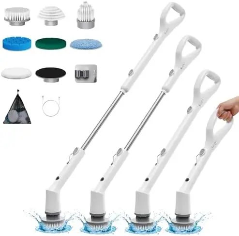 Электрическая вращающаяся щетка-скруббер – беспроводная электрическая щетка 2026 года с 7 насадками, 3 скоростями, длинной ручкой и водонепроницаемостью IPX7
Электрическая вращающаяся щетка-скруббер – беспроводная электрическая щетка 2026 года с 7 насадками, 3 скоростями, длинной ручкой и водонепроницаемостью IPX7