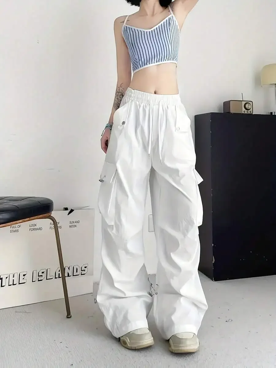 High-Waisted Wide Leg Cargo Pants For Women, Loose Fit Multi Pocket Casual Trousers
High-Waisted Wide Leg Cargo Pants For Women, Loose Fit Multi Pocket Casual Trousers