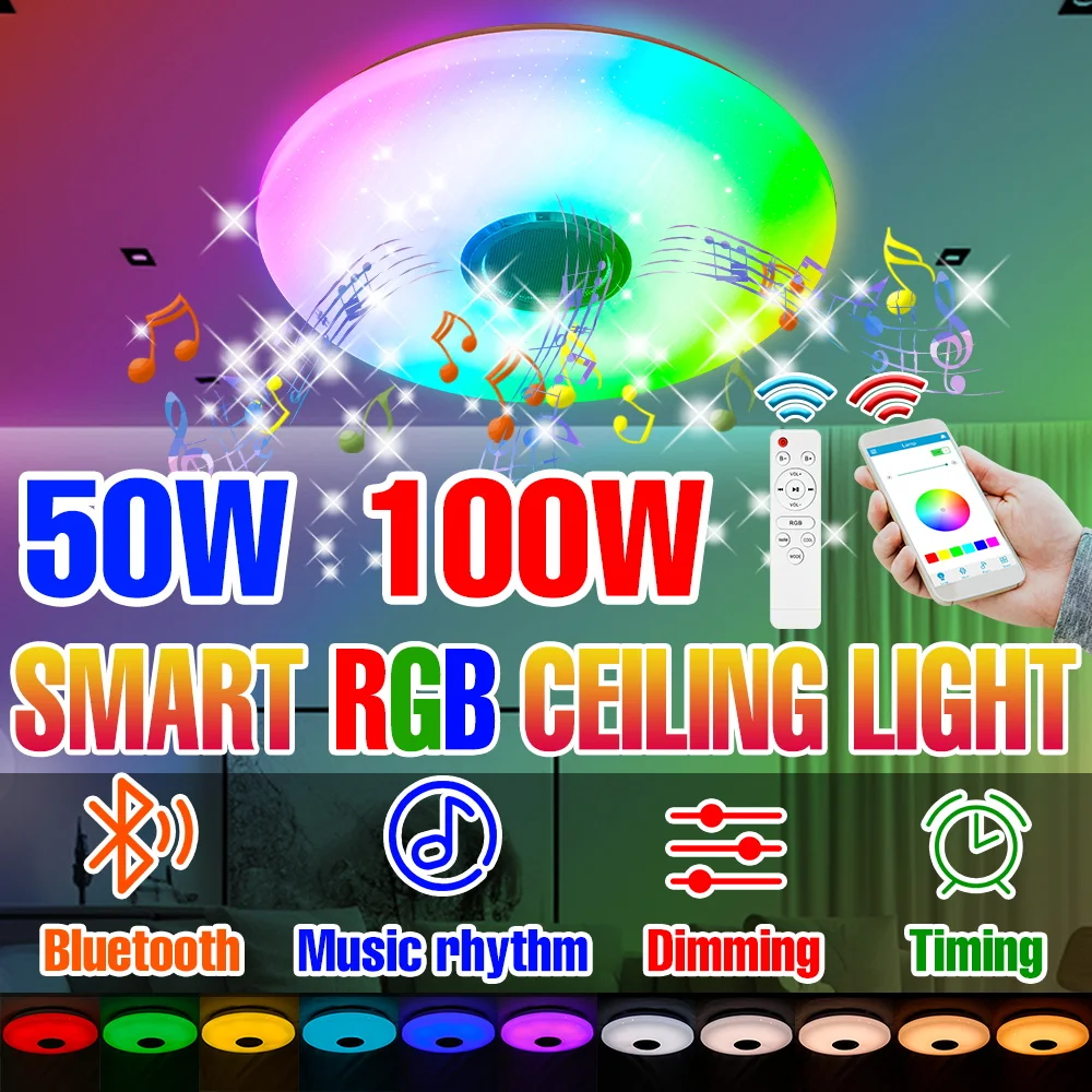 100 Вт RGB умная лампа светодиодный круглый потолочный светильник люстры Bluetooth-соединение приложение дистанционное управление затемнение домашний декор освещение
100 Вт RGB умная лампа светодиодный круглый потолочный светильник люстры Bluetooth-соединение приложение дистанционное управление затемнение домашний декор освещение