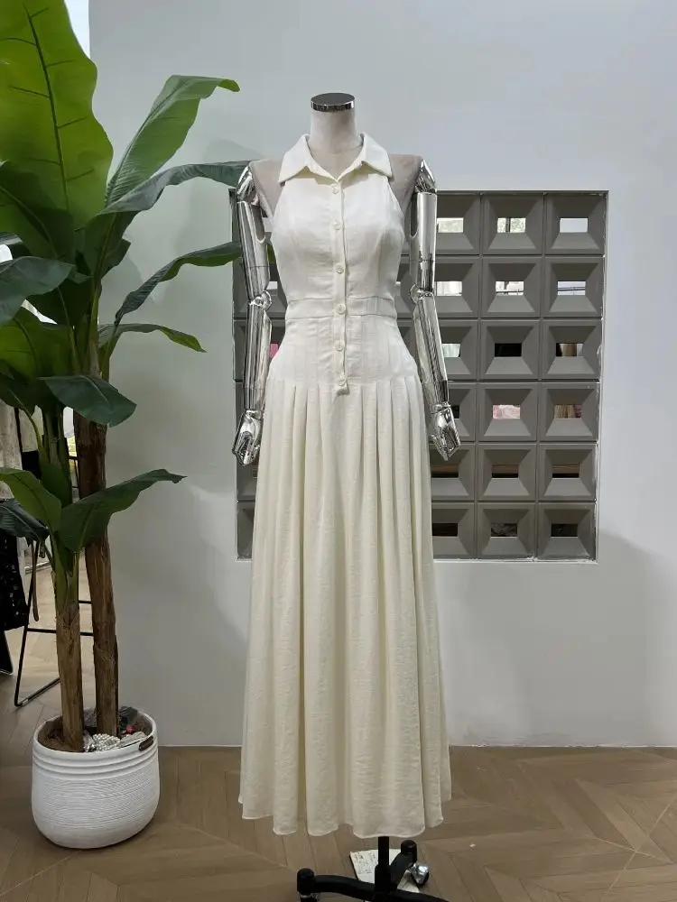 New Summer Elegant Style Versatile Trendy Waist Cinching Silk Blend Lapel Collar Sleeveless Maxi Flowy Party Club Women Dresses
New Summer Elegant Style Versatile Trendy Waist Cinching Silk Blend Lapel Collar Sleeveless Maxi Flowy Party Club Women Dresses