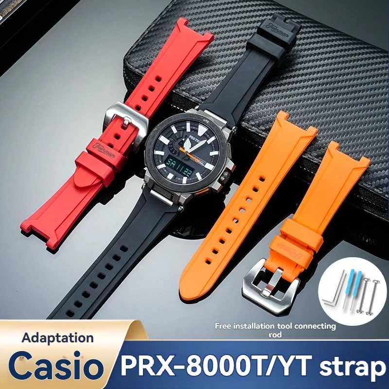 Модернизированный резиновый ремешок из фторэластомера для Casio PRO TREK PRX-8000T/8001YT — мужской спортивный ремешок для часов — водонепроницаемый сменный ремешок
Модернизированный резиновый ремешок из фторэластомера для Casio PRO TREK PRX-8000T/8001YT — мужской спортивный ремешок для часов — водонепроницаемый сменный ремешок