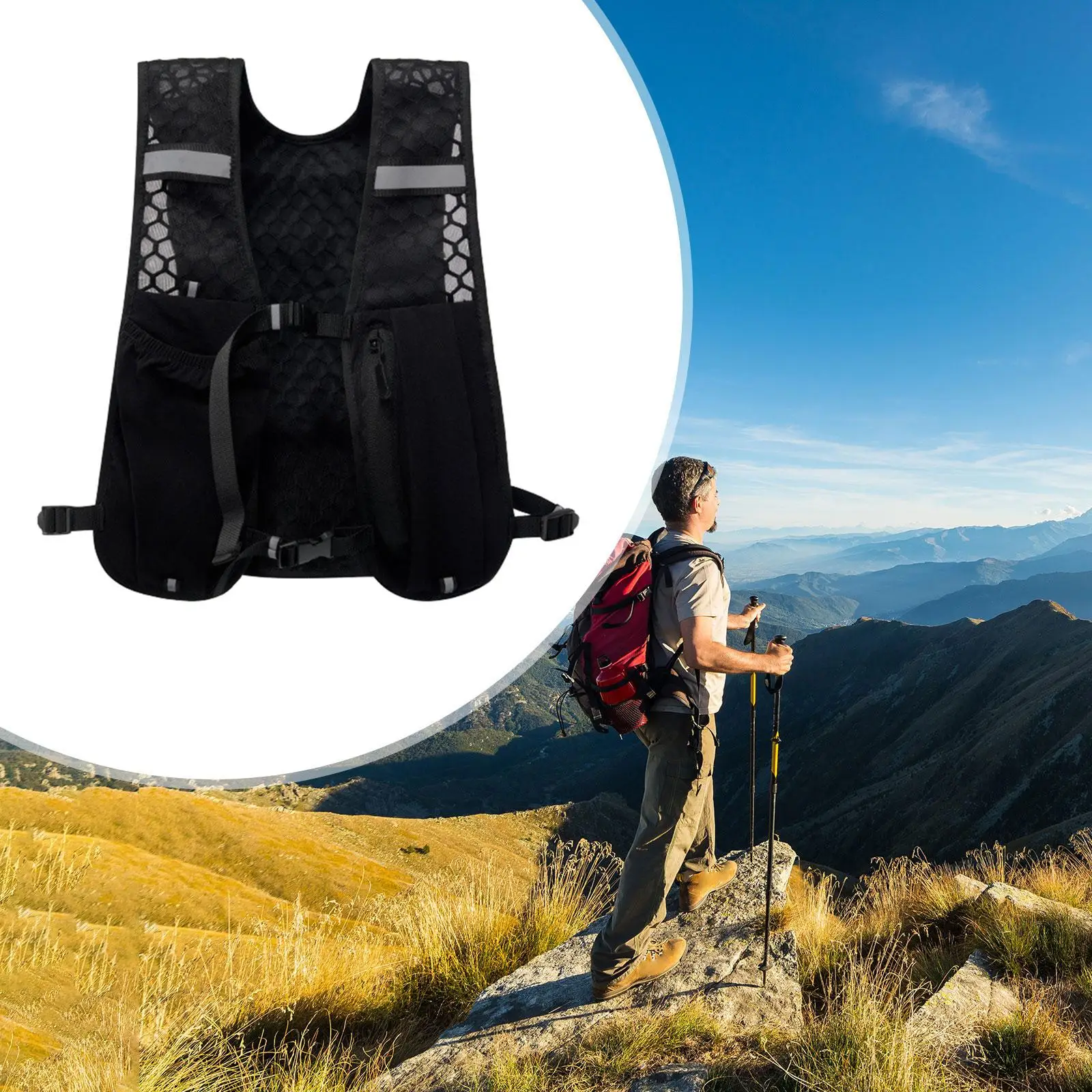 Hydration Vest Water Pack Backpack with Adjustable Buckles and Bottle Holder for Outdoor Sports Trail Running and Camping
Hydration Vest Water Pack Backpack with Adjustable Buckles and Bottle Holder for Outdoor Sports Trail Running and Camping