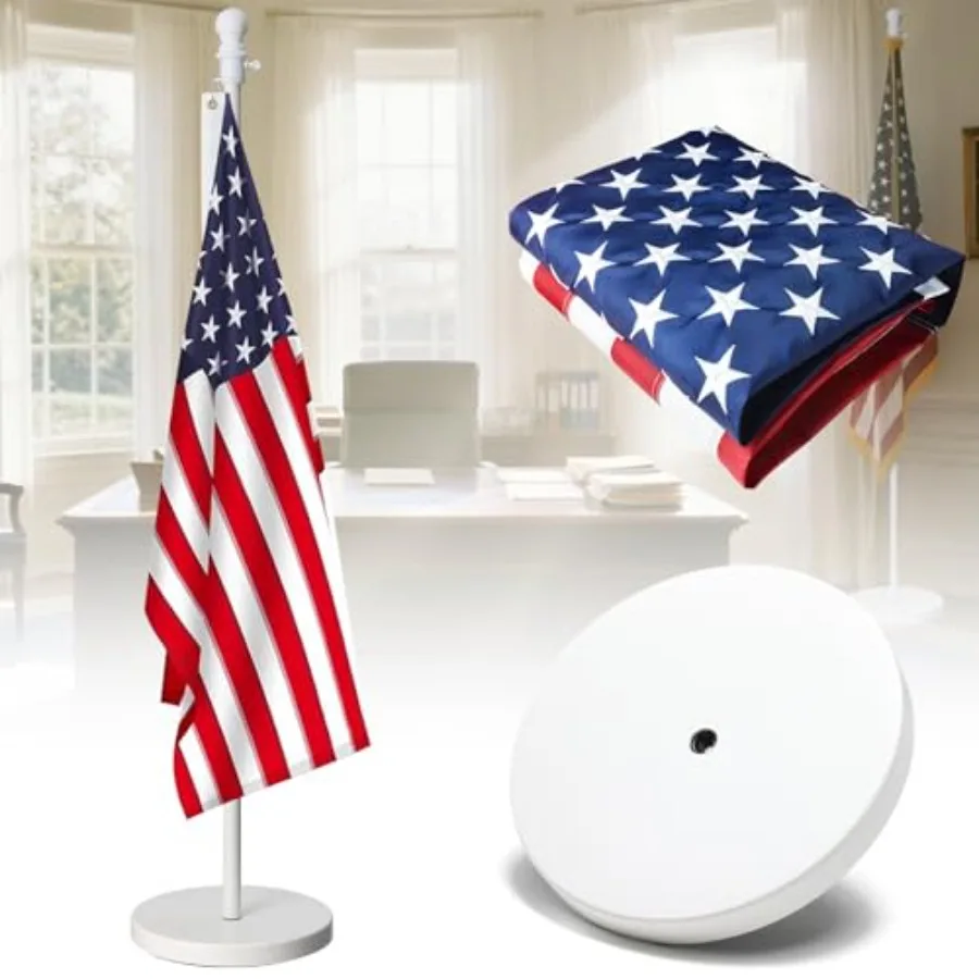 American Flag with Pole and Stand - Heavy Duty 1" Free Standing Indoor Flagpole Set with 3x5ft Embroidered US Flags, Weighted B
American Flag with Pole and Stand - Heavy Duty 1" Free Standing Indoor Flagpole Set with 3x5ft Embroidered US Flags, Weighted B