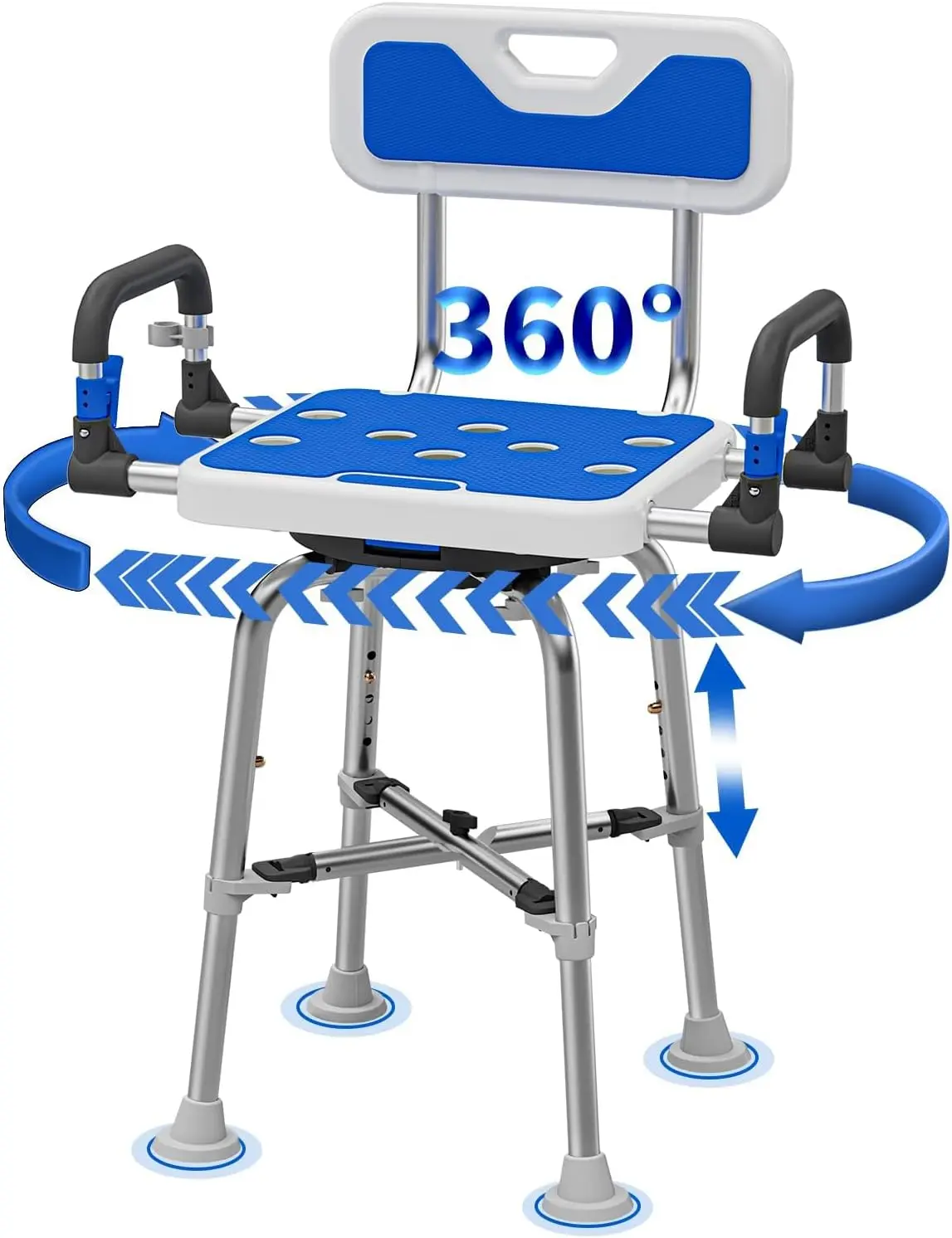 360 Swivel Shower Chair for Elderly, 550lb Capacity, Adjustable Height Padded Seat, Folding Bath Bench
360 Swivel Shower Chair for Elderly, 550lb Capacity, Adjustable Height Padded Seat, Folding Bath Bench