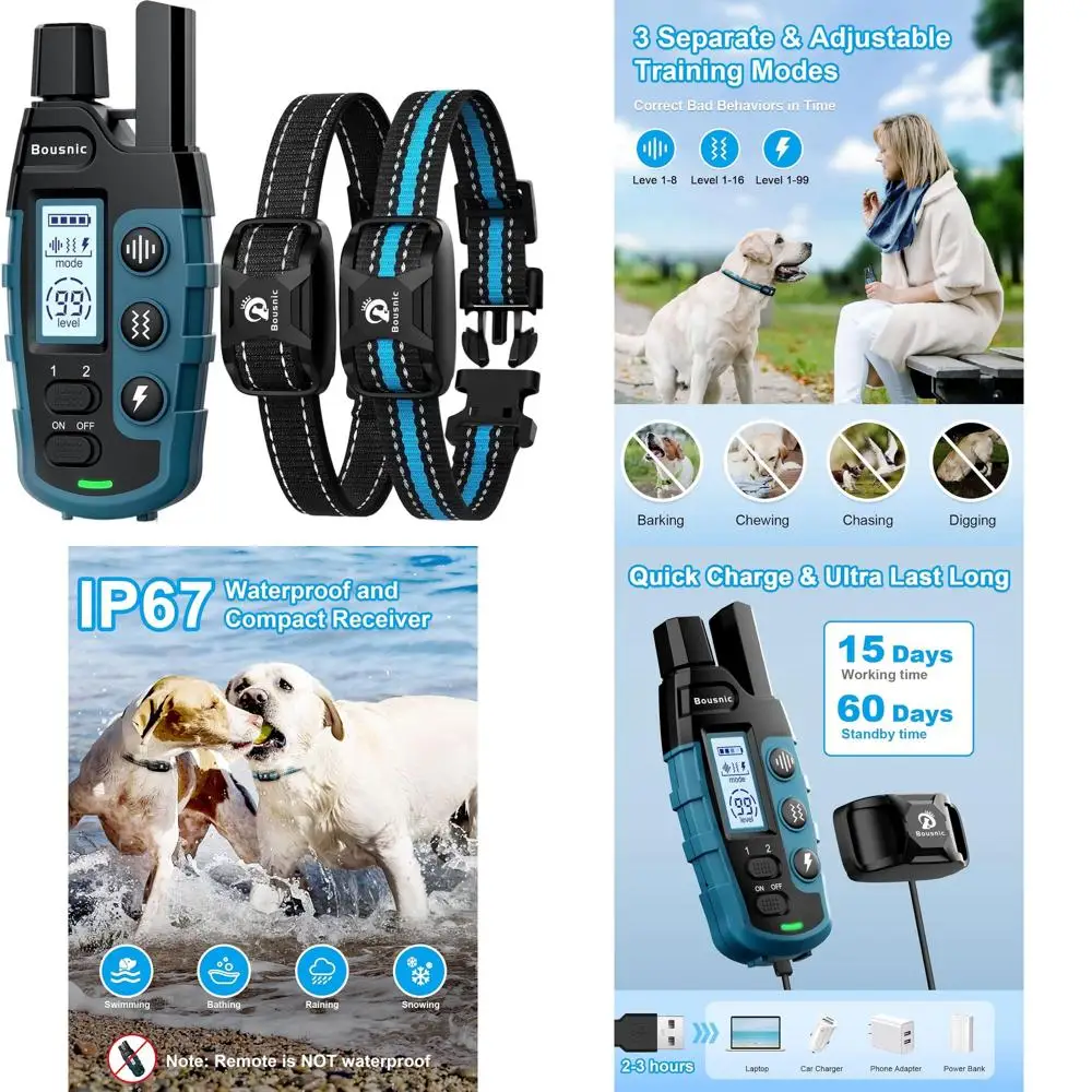 Водонепроницаемый ошейник для дистанционного дрессировки 2 собак: радиус действия 3300 футов, для собак весом от 5 до 120 фунтов, режимы: звуковой сигнал, вибрация и электрошок.
Водонепроницаемый ошейник для дистанционного дрессировки 2 собак: радиус действия 3300 футов, для собак весом от 5 до 120 фунтов, режимы: звуковой сигнал, вибрация и электрошок.