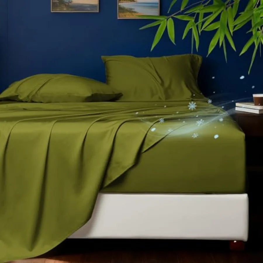 Cooling Sheets Rayon Derived from Bamboo Silk Soft and Breathable No Sweat Luxury Sheet Set Extra Deep Pocket Sheets Fits 18" 2
Cooling Sheets Rayon Derived from Bamboo Silk Soft and Breathable No Sweat Luxury Sheet Set Extra Deep Pocket Sheets Fits 18" 2