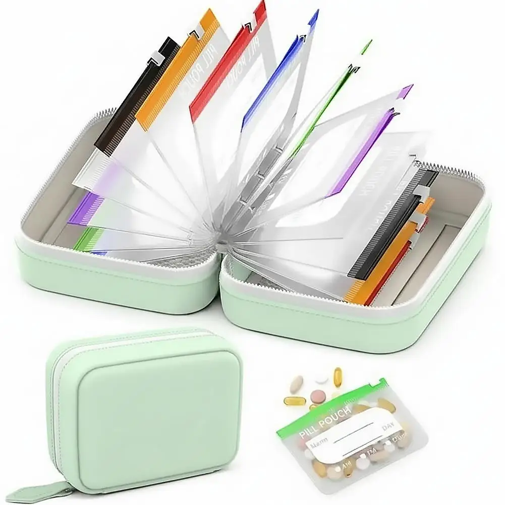 Waterproof Pill Pouches Pill Organizer Binder Case, Color-Coded Reusable Travel Pill Storage System Weekly Medicine Organizer
Waterproof Pill Pouches Pill Organizer Binder Case, Color-Coded Reusable Travel Pill Storage System Weekly Medicine Organizer