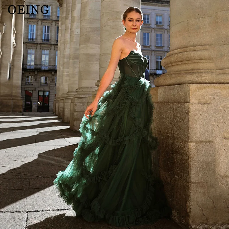 OEING Elegant A-Line Prom Dress Princess Green Tulle Ruched Ruffle Floor Length Gala Party Puffy Dress vestidos Customized
OEING Elegant A-Line Prom Dress Princess Green Tulle Ruched Ruffle Floor Length Gala Party Puffy Dress vestidos Customized