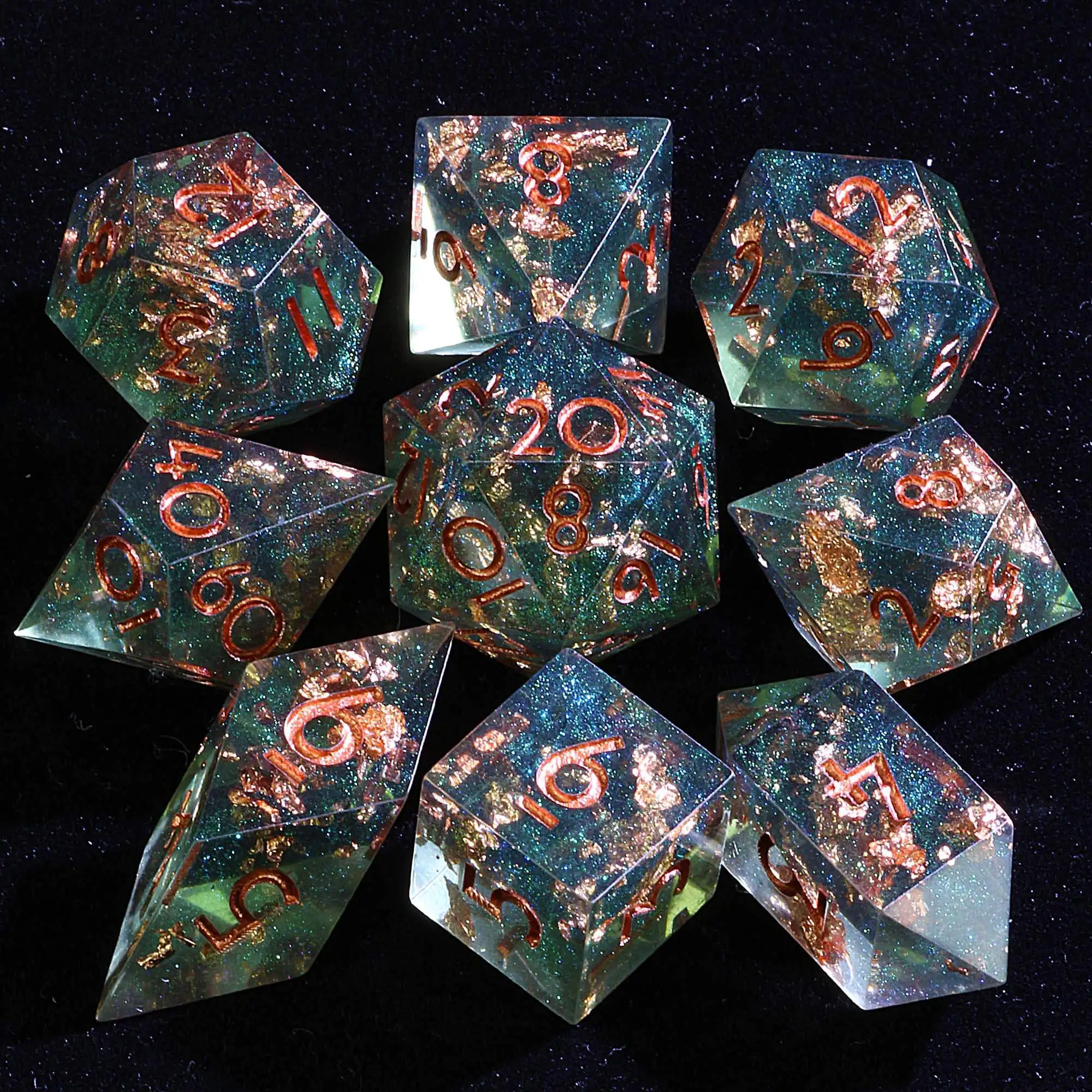 9 Polyhedral Sets DnD Dice Golden Verdant
9 Polyhedral Sets DnD Dice Golden Verdant