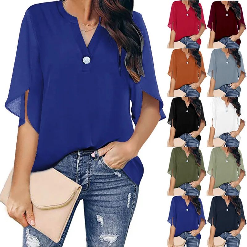 Women's Casual Color Vne irt ort Sve Loose Fit Polyester Fiber Summer Faion Commute Sle Pure Color irt
Women's Casual Color Vne irt ort Sve Loose Fit Polyester Fiber Summer Faion Commute Sle Pure Color irt