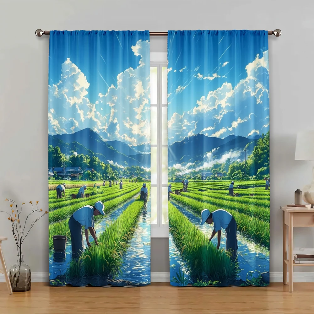 2pc, Window Drapes paddy field Blackout Polyester Family Party Decoration for Holiday Parties, Home Decor 
2pc, Window Drapes paddy field Blackout Polyester Family Party Decoration for Holiday Parties, Home Decor