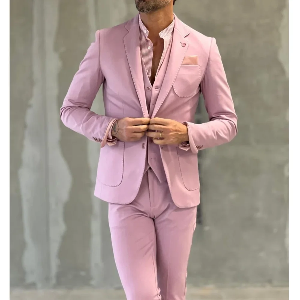Pink Notch Lapel Single Breasted Men Suits 3 Piece (Jacket+Vest+Pants) Elegant Groom Wedding Tuxedo Formal Casual Daily Suits
Pink Notch Lapel Single Breasted Men Suits 3 Piece (Jacket+Vest+Pants) Elegant Groom Wedding Tuxedo Formal Casual Daily Suits
