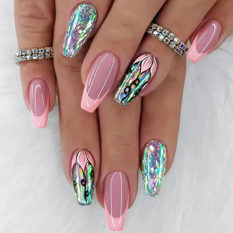 24pc Ins Style Glitter French Ballet Nails Pink Floral Press-Ons Euro-Chic Style & Mix Sizes False Nails For Women
24pc Ins Style Glitter French Ballet Nails Pink Floral Press-Ons Euro-Chic Style & Mix Sizes False Nails For Women