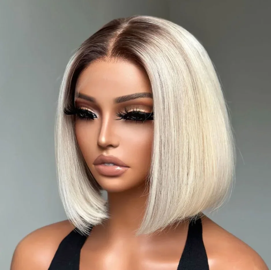 12'' Vacation Short BOB Lace Front Ombre Ash Blonde Synthetic Dark Roots Inward Pull Hairstyle Type Wig Handmade Glueless Wigs
12'' Vacation Short BOB Lace Front Ombre Ash Blonde Synthetic Dark Roots Inward Pull Hairstyle Type Wig Handmade Glueless Wigs