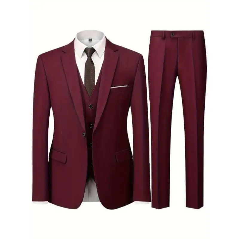 Casual 3-Piece Suit for Men Busin Sle Loose Fit Thiened Seven Sve Double Breasted Youth Trend Spring
Casual 3-Piece Suit for Men Busin Sle Loose Fit Thiened Seven Sve Double Breasted Youth Trend Spring
