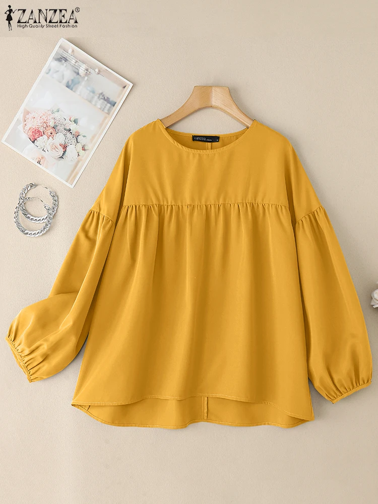 ZANZEA Casual Loose Fashion Tunic Tops Gathered Detail Womens Lantern Sleeve O-Neck Blusas Mujer 2025 Summer Solid Color Blouses
ZANZEA Casual Loose Fashion Tunic Tops Gathered Detail Womens Lantern Sleeve O-Neck Blusas Mujer 2025 Summer Solid Color Blouses