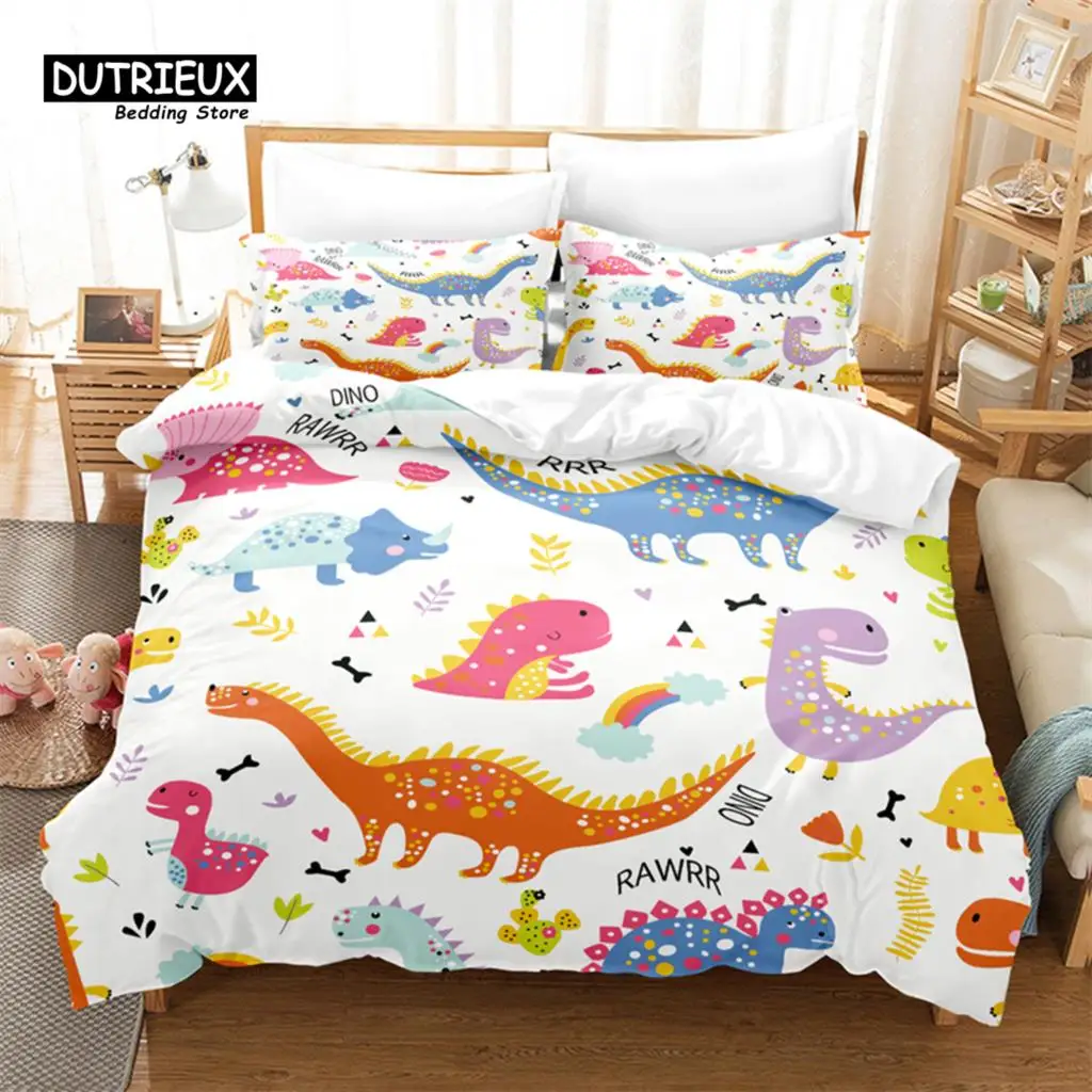 Cartoon Dinosaur Bedding Set, 3Pcs Duvet Cover Set, Soft Comfortable Breathable Duvet Cover, For Bedroom Guest Room Decor
Cartoon Dinosaur Bedding Set, 3Pcs Duvet Cover Set, Soft Comfortable Breathable Duvet Cover, For Bedroom Guest Room Decor