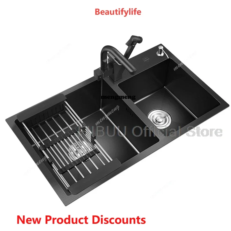 03 Black Nano Double Bowl Kitchen Sink 304 Stainless Steel Large Capacity Thicken Farmhouse Workstation with Multiple Accessorie
03 Black Nano Double Bowl Kitchen Sink 304 Stainless Steel Large Capacity Thicken Farmhouse Workstation with Multiple Accessorie