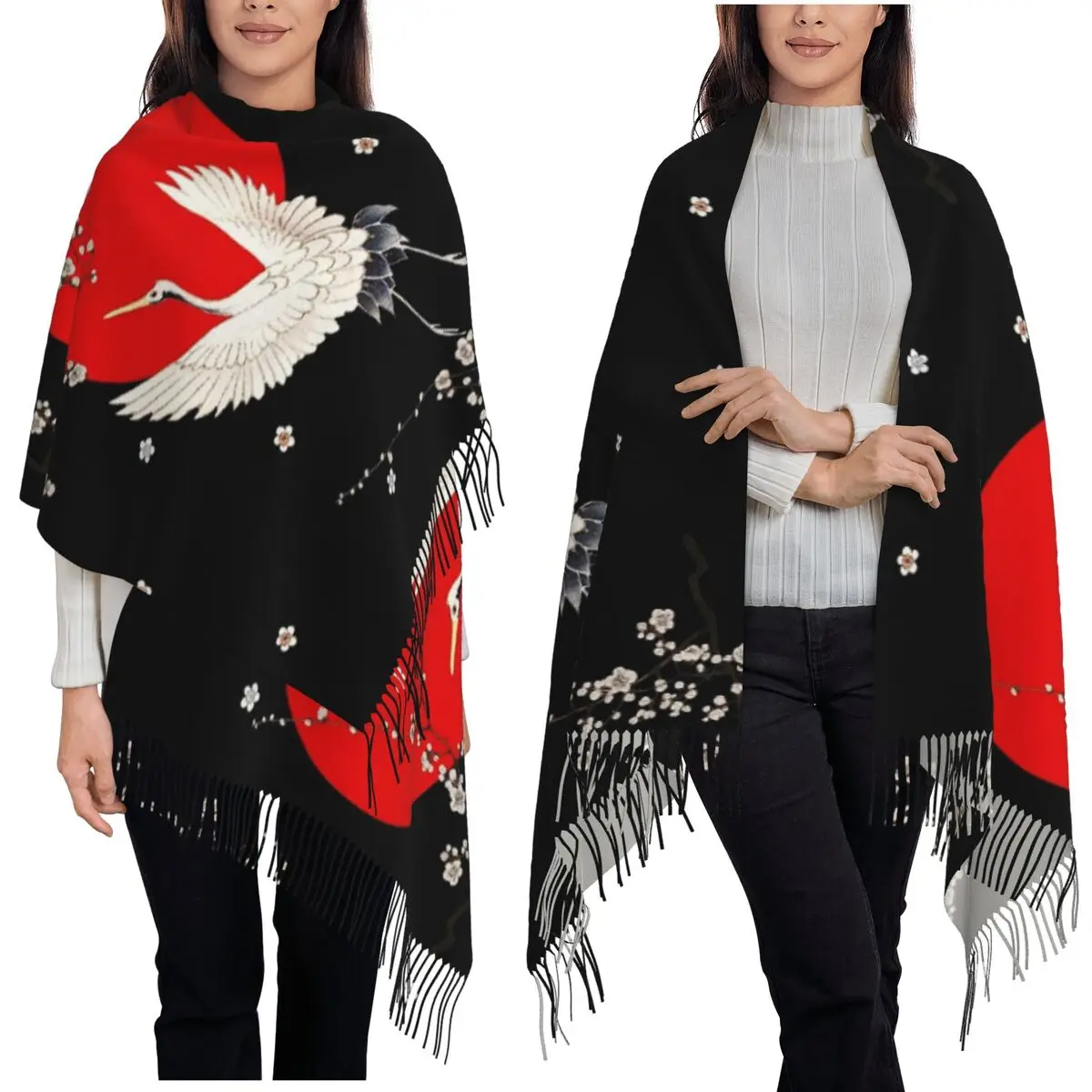Японский шарф с журавлем, шарфы с кисточками, женские мягкие теплые шали и накидки, большая осенне-зимняя шаль
Японский шарф с журавлем, шарфы с кисточками, женские мягкие теплые шали и накидки, большая осенне-зимняя шаль