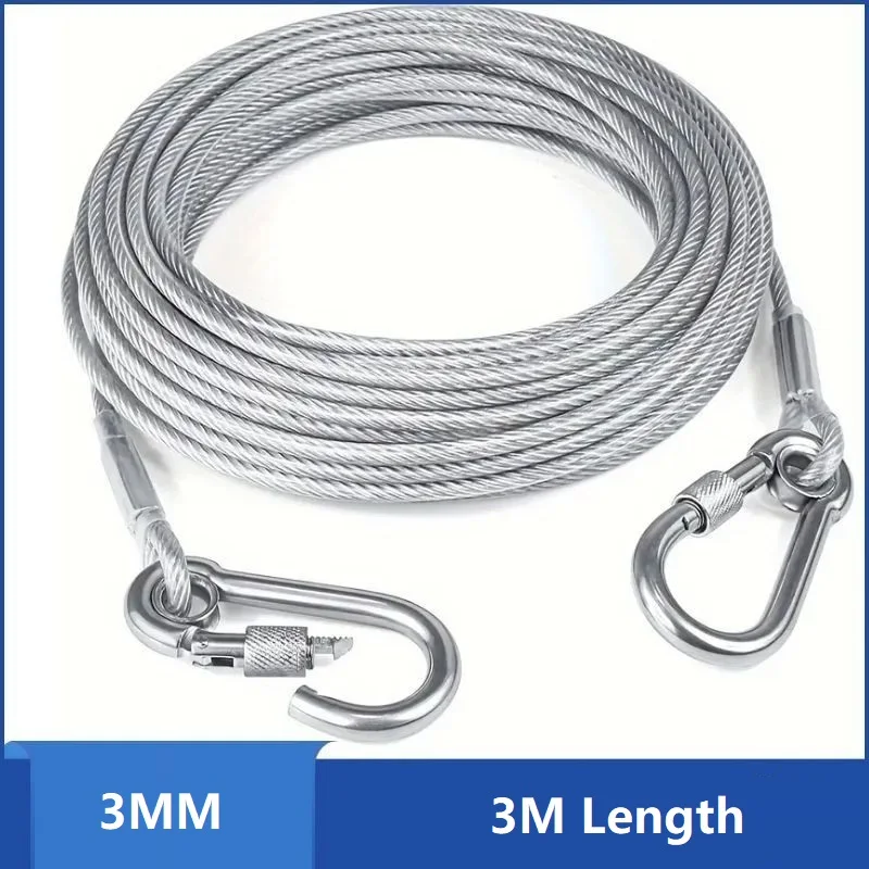 3mmx3m Outdoor Steel Wire Rope - Multi-Use Clothesline & Dog Leash for Balcony, Laundry, and Pet Safety
3mmx3m Outdoor Steel Wire Rope - Multi-Use Clothesline & Dog Leash for Balcony, Laundry, and Pet Safety