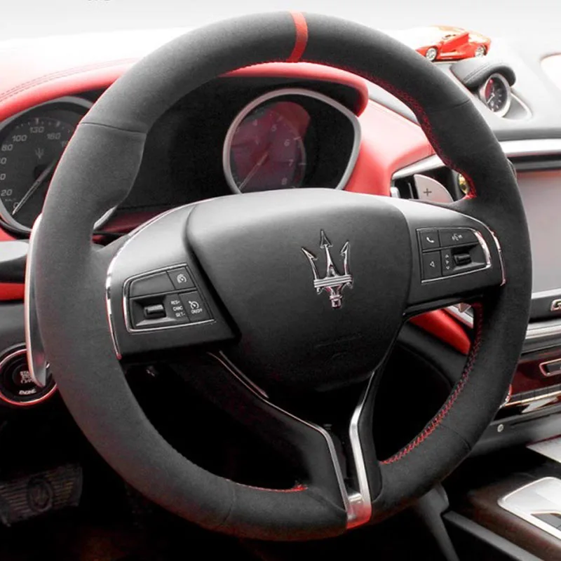Для Maserati Ghibli Levante Quattroporte оригинальные автозапчасти, сшитый вручную, нескользящий угольно-серый замшевый чехол на руль автомобиля
Для Maserati Ghibli Levante Quattroporte оригинальные автозапчасти, сшитый вручную, нескользящий угольно-серый замшевый чехол на руль автомобиля