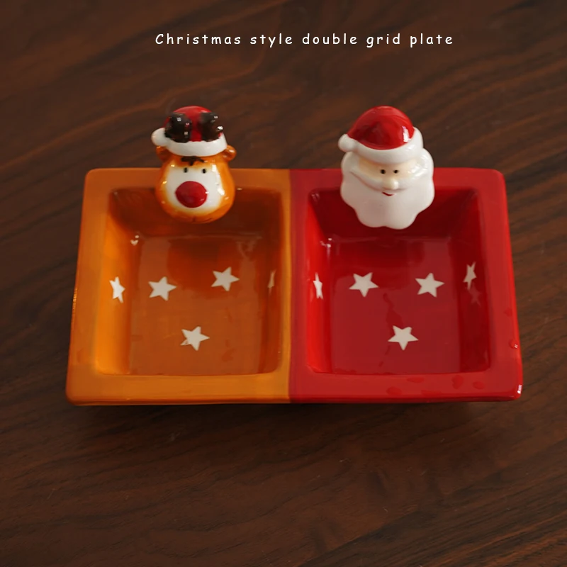 European Color Painting Underglaze Cartoon Ceramic Christmas Style Double Grid Plate Santa Claus
European Color Painting Underglaze Cartoon Ceramic Christmas Style Double Grid Plate Santa Claus