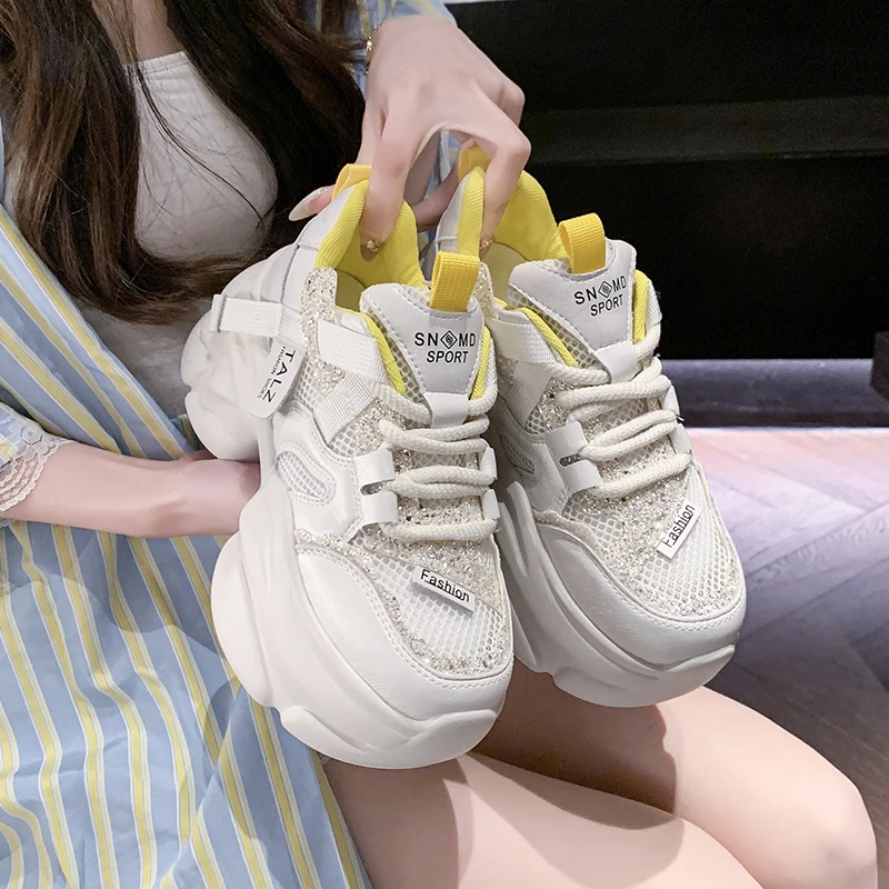 8CM New Summer Bling High Platform Casual Shoes Ladies Vulcanize Wedges Chunky Sneakers Women Breathable Mesh Sports Dad Shoes
8CM New Summer Bling High Platform Casual Shoes Ladies Vulcanize Wedges Chunky Sneakers Women Breathable Mesh Sports Dad Shoes