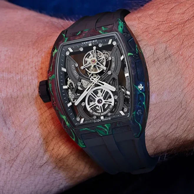 BONEST GATTI Men Tourbillon Watch Tonneau Automatic Mechanical Wristwatch Carbon Fiber Case Luminous Skeleton Sapphire Mirror
BONEST GATTI Men Tourbillon Watch Tonneau Automatic Mechanical Wristwatch Carbon Fiber Case Luminous Skeleton Sapphire Mirror