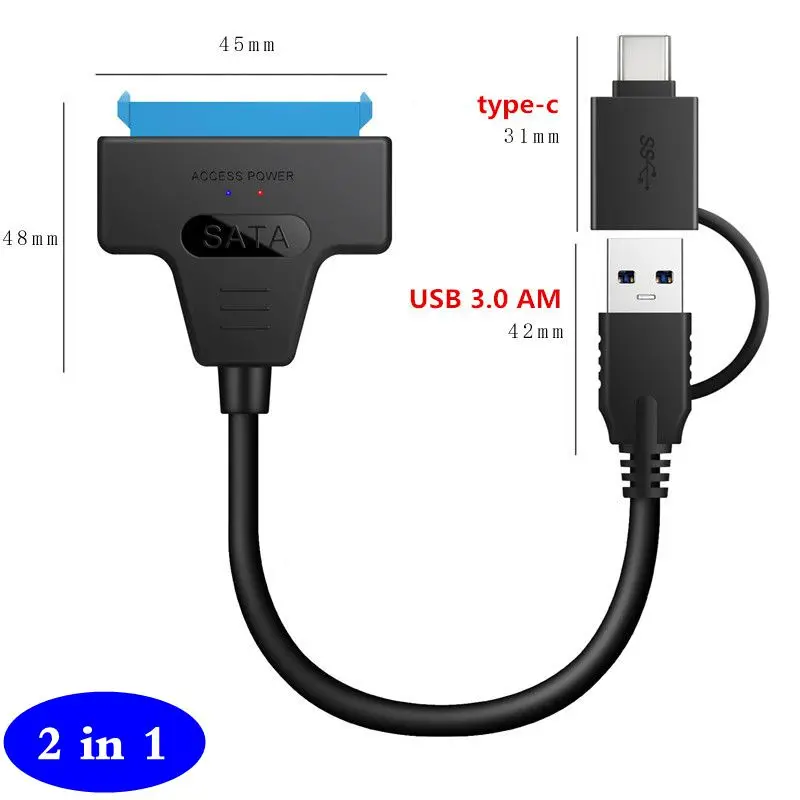 2 в 1 USB 3.0 и Type-C к SATA 22-контактный 2,5-дюймовый драйвер жесткого диска SSD-адаптер Кабель-конвертер
2 в 1 USB 3.0 и Type-C к SATA 22-контактный 2,5-дюймовый драйвер жесткого диска SSD-адаптер Кабель-конвертер