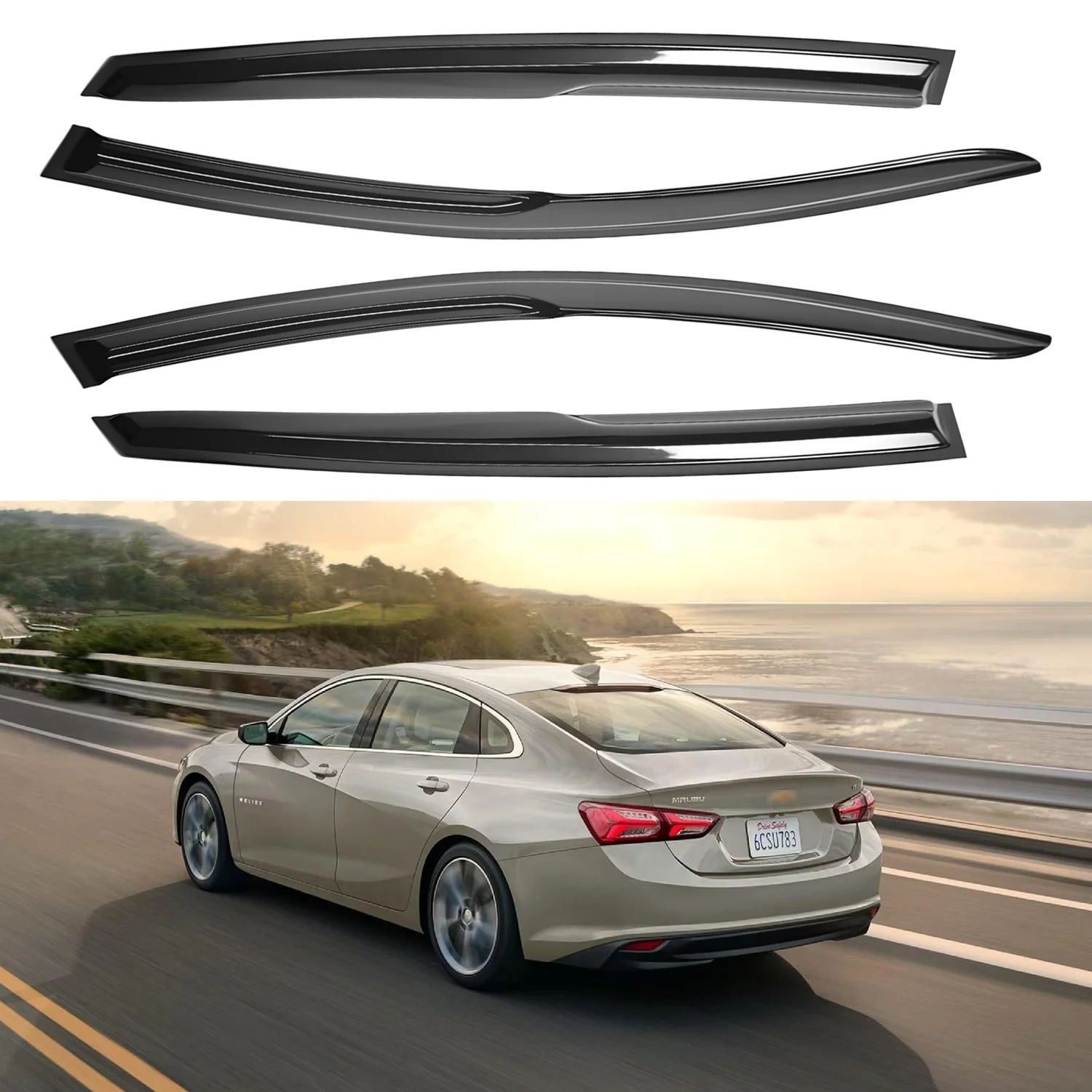 For Chevrolet Malibu 4-Door Sedan 2016-2024 Tinted Wind Deflectors 4pcs Set with Drain Grooves 1.5MM External Mount
For Chevrolet Malibu 4-Door Sedan 2016-2024 Tinted Wind Deflectors 4pcs Set with Drain Grooves 1.5MM External Mount