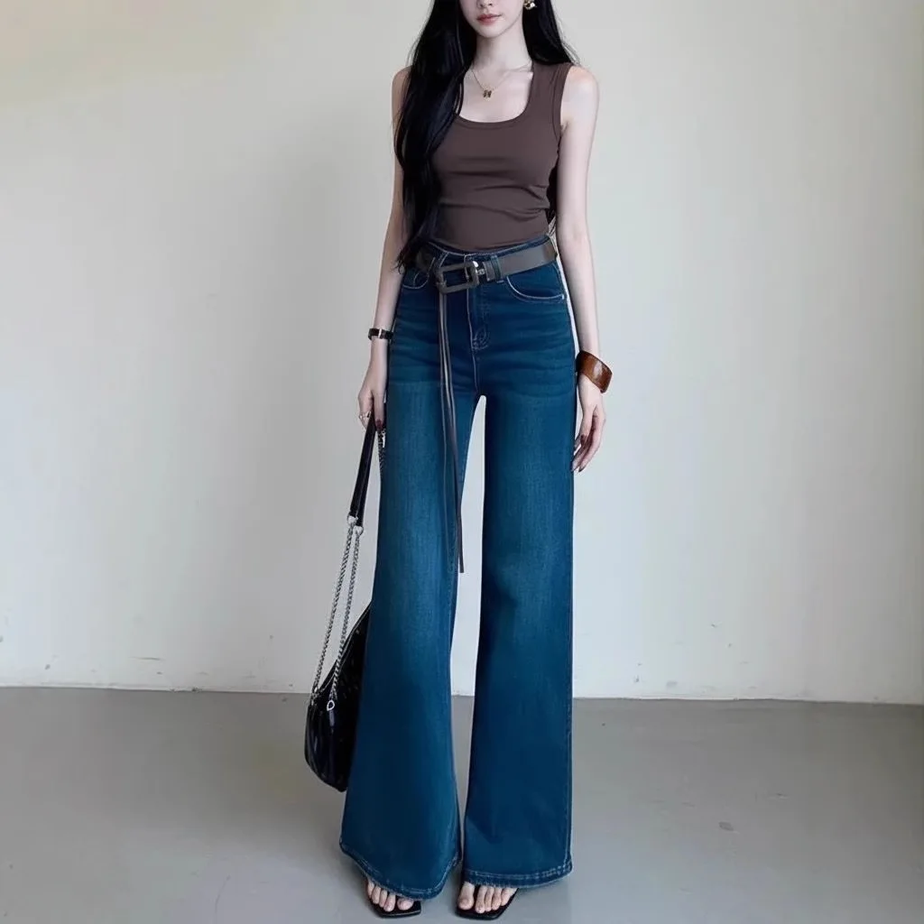 High Waist Flared Jeans Women's Vintage Versatile Loose Fit Slimming Floor-Length Pants Commute Sle Iron-Free Denim
High Waist Flared Jeans Women's Vintage Versatile Loose Fit Slimming Floor-Length Pants Commute Sle Iron-Free Denim