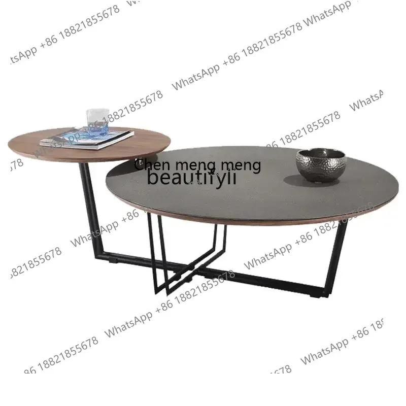 cc182R11 Simple Modern Living Room Coffee Table round Metal Walnut Double Layer Tea Table High and Low Cross-Layer Desktop Desig
cc182R11 Simple Modern Living Room Coffee Table round Metal Walnut Double Layer Tea Table High and Low Cross-Layer Desktop Desig