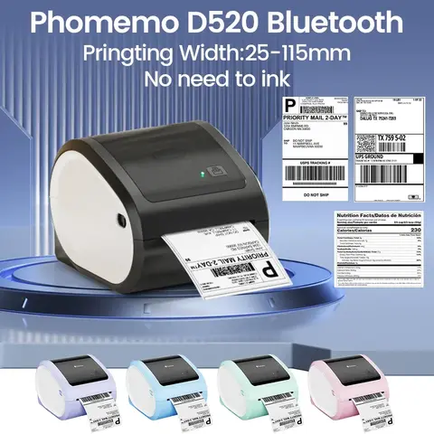 Phomemo D520 BT Shipping Label Printer Wireless Thermal Label Printer for Business Thermal Sticker Printer 20-115mm Label Maker