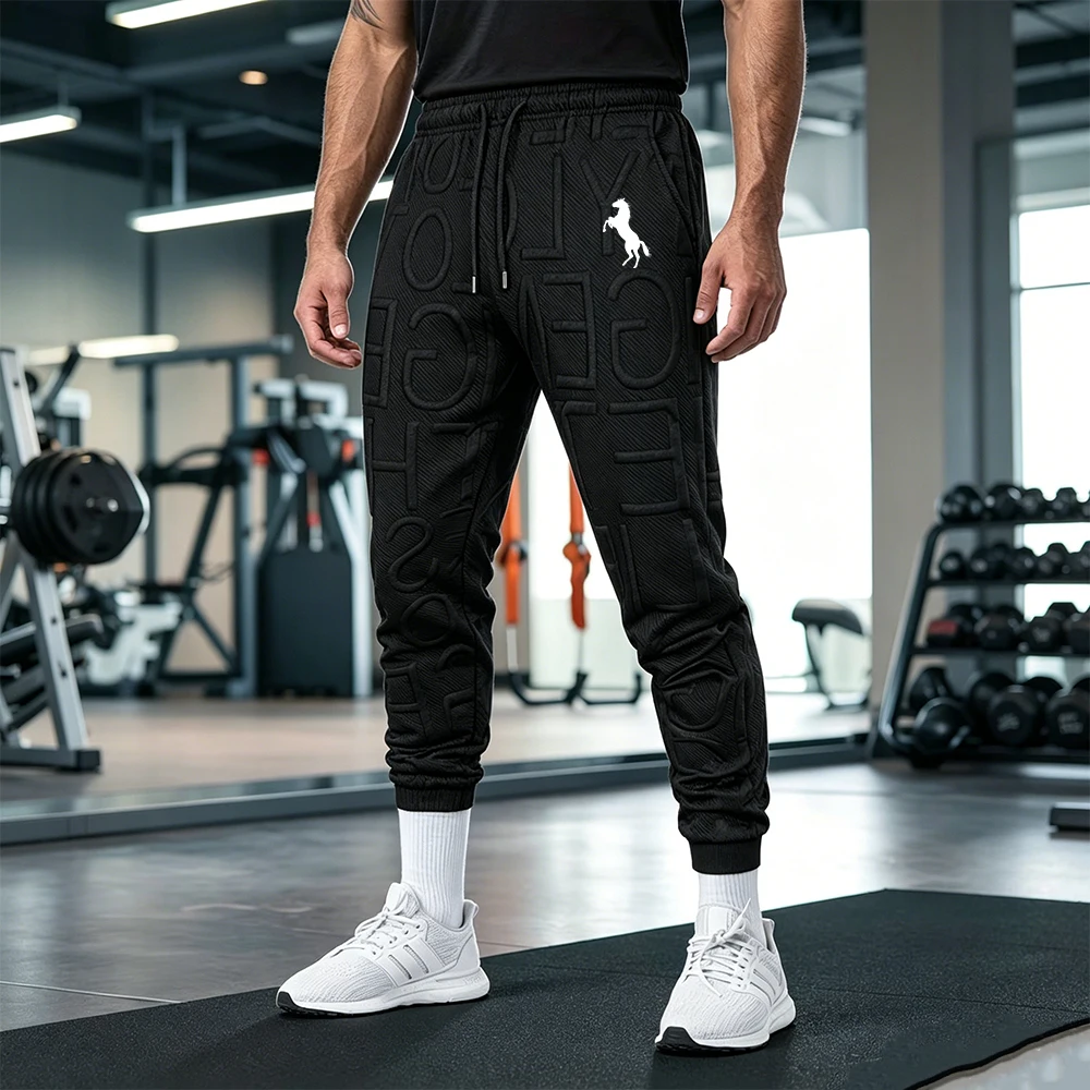 Men's Black Embossed Letter Print Sport Joggers Horse Silhouette Graphic Comfortable Casual Gym Elastic Waist Sport Pants
Men's Black Embossed Letter Print Sport Joggers Horse Silhouette Graphic Comfortable Casual Gym Elastic Waist Sport Pants